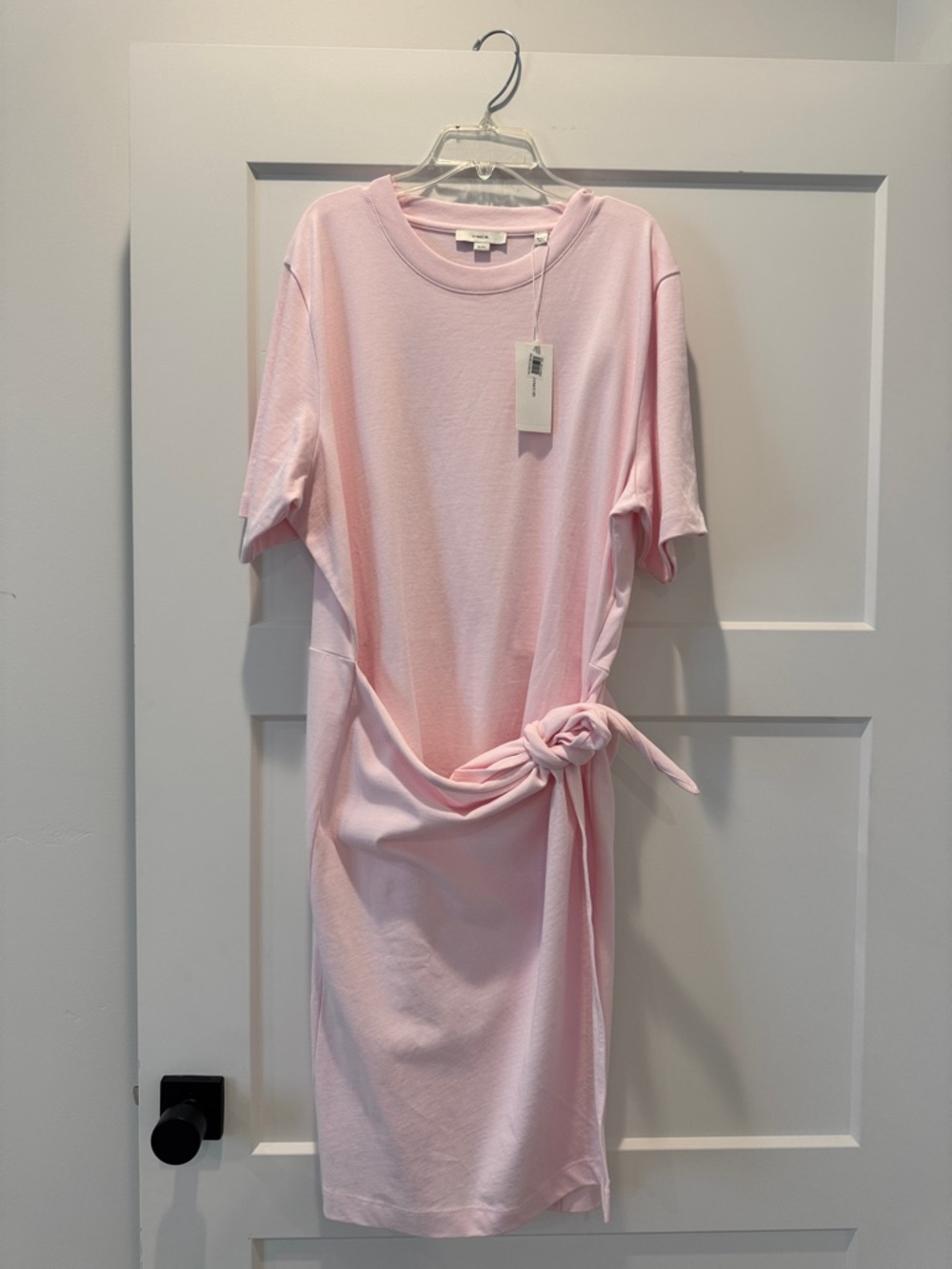 Vince Light Pink Tie-Waist T-Shirt Dress